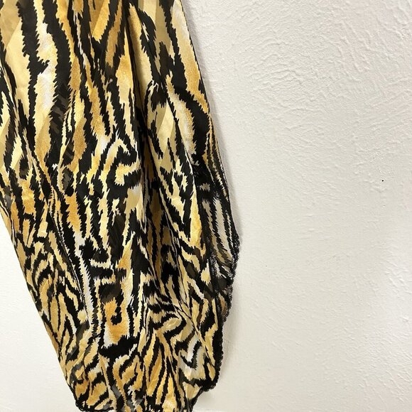 VTG Lucie Ann Satin Slip Nightgown Animal Print Black Lace Low Back USA Made Am - Picture 9 of 14